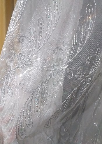 Nakışlı Beyaz Tül Perde - Görsel 3