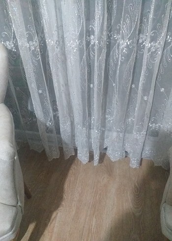 Nakışlı Beyaz Tül Perde - Görsel 2
