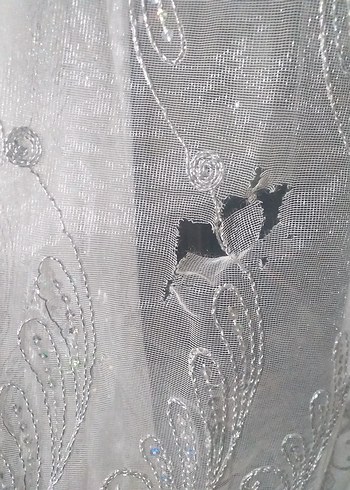 Nakışlı Beyaz Tül Perde - Görsel 7