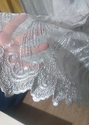 Nakışlı Beyaz Tül Perde - Görsel 4