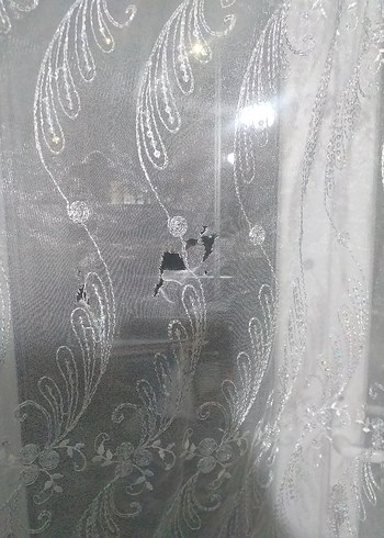 Nakışlı Beyaz Tül Perde - Görsel 8