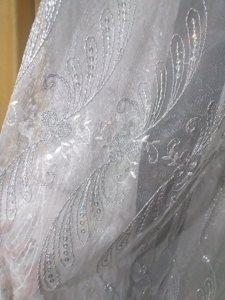 Nakışlı Beyaz Tül Perde - Görsel 3