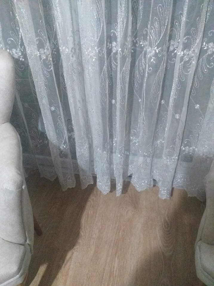 Nakışlı Beyaz Tül Perde - Görsel 2