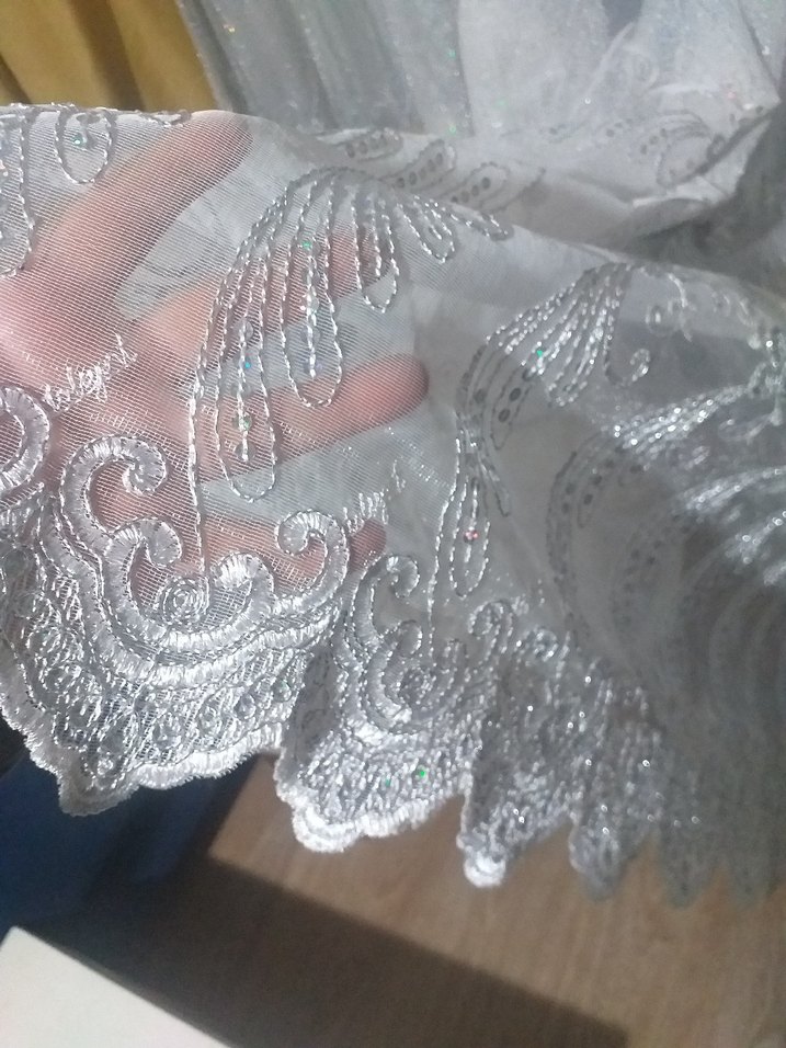 Nakışlı Beyaz Tül Perde - Görsel 4