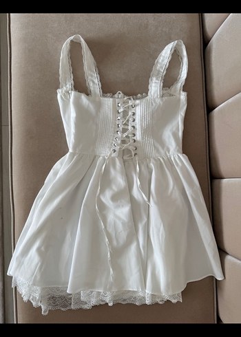 Addax Dantel Detaylı Beyaz Mini Elbise - Görsel 3