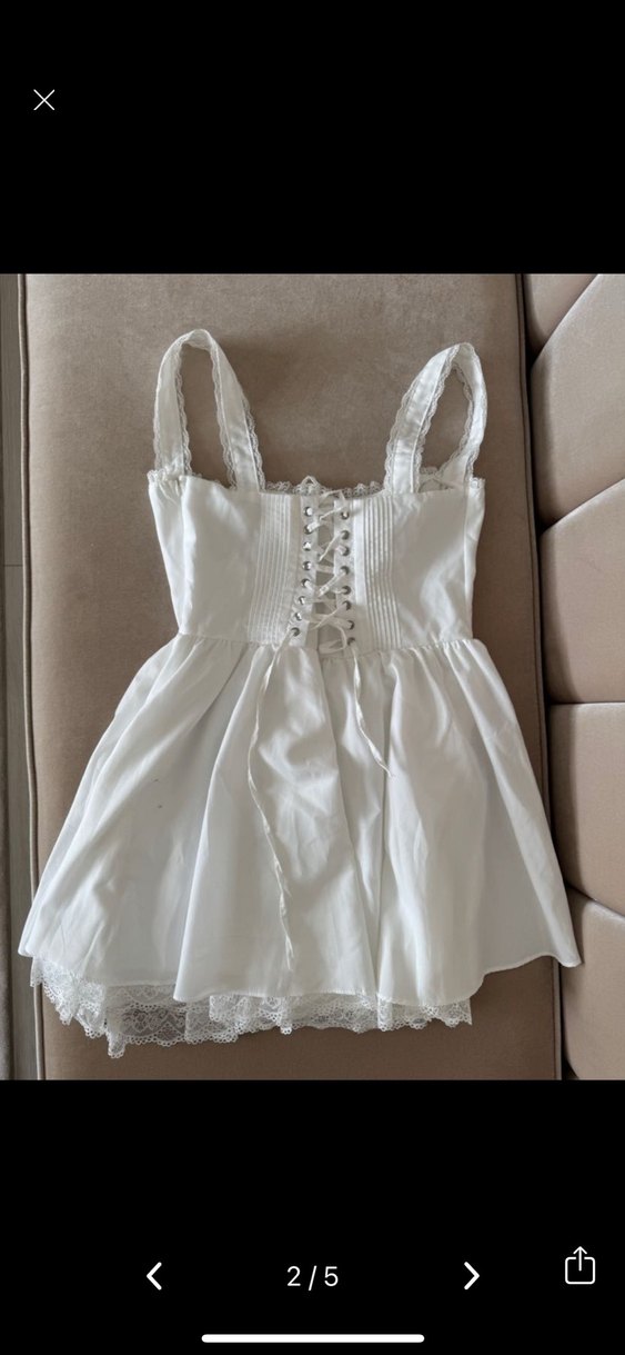 Addax Dantel Detaylı Beyaz Mini Elbise - Görsel 3