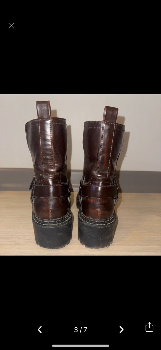 Stradivarius Kahverengi Deri Tokalı Biker Bot - Görsel 3