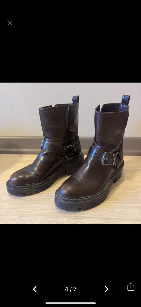 Stradivarius Kahverengi Deri Tokalı Biker Bot - Görsel 4