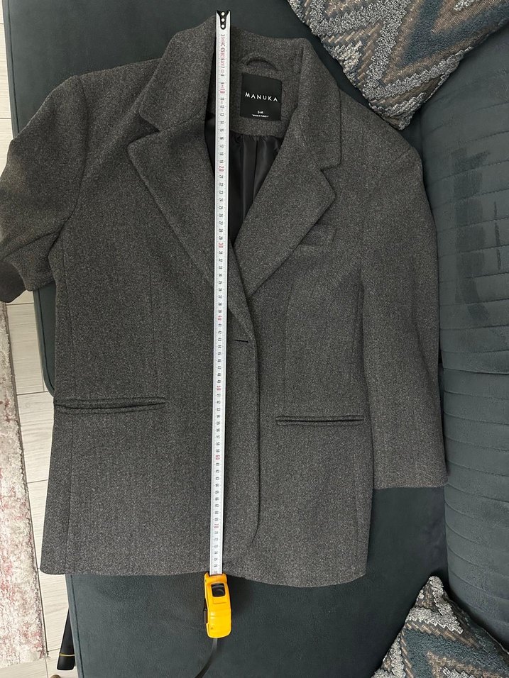 Manuka gri blazer kaban - Görsel 4