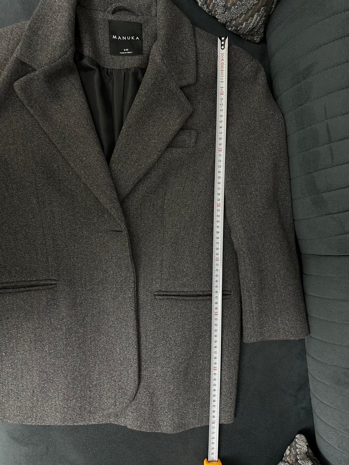 Manuka gri blazer kaban - Görsel 5