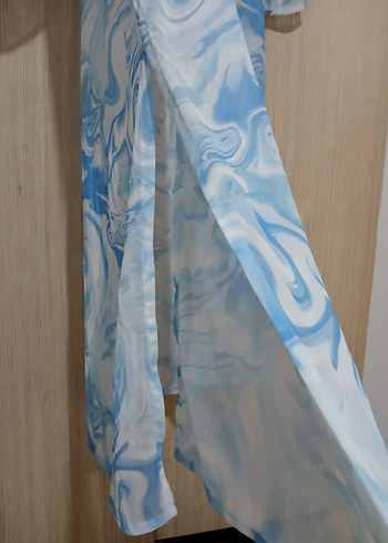 Mavi Batik Desenli Uzun Kadın Kimono - Görsel 6