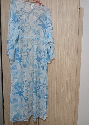 Diğer Mavi Batik Desenli Uzun Kadın Kimono