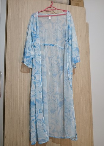 Mavi Batik Desenli Uzun Kadın Kimono