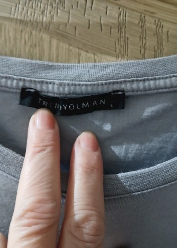 L bedene uyumlu Gri Baskılı Erkek Kısa Kollu Tişört - Görsel 3