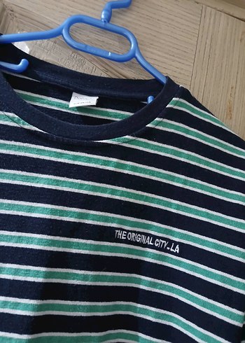 M ve L bedene uyumlu Erkek  Çizgili Tişört - Görsel 2