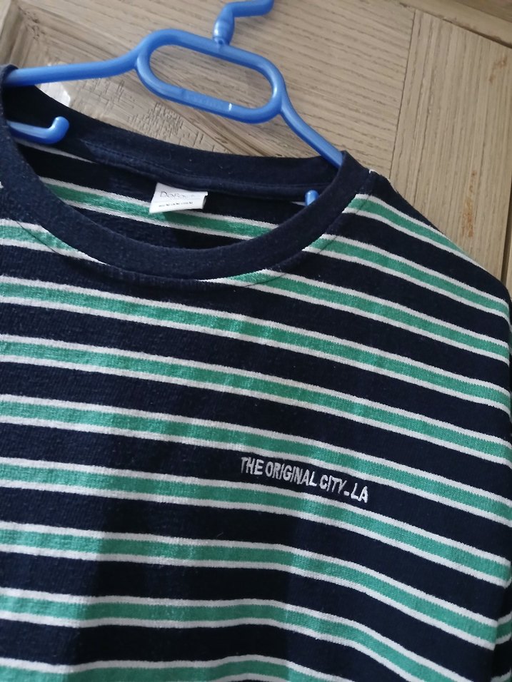 M ve L bedene uyumlu Erkek  Çizgili Tişört - Görsel 2