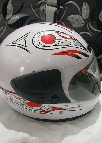 Beyaz Baskılı Biker Kask - Görsel 3