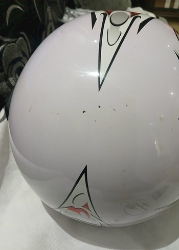 Beyaz Baskılı Biker Kask - Görsel 4