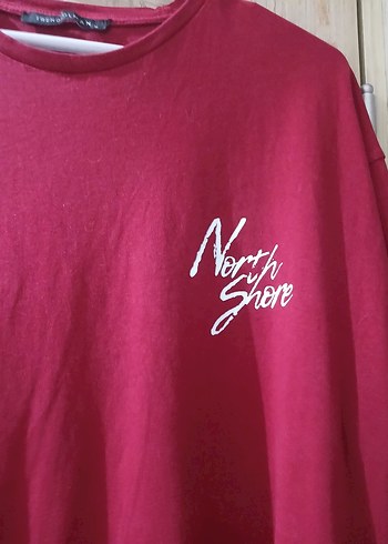 L bedene uyumlu. Bordo Erkek  Tişört - Görsel 2