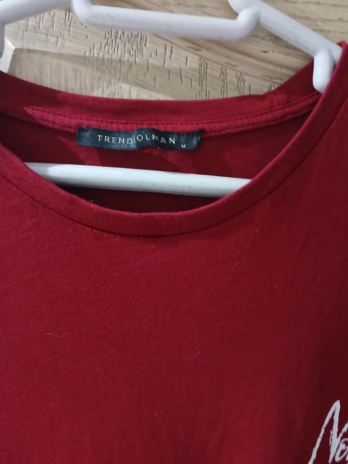 L bedene uyumlu. Bordo Erkek  Tişört - Görsel 3