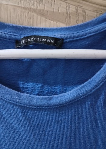 L ve XL bedene uyumlu. Mavi Erkek  Tişört, bol kesim - Görsel 3