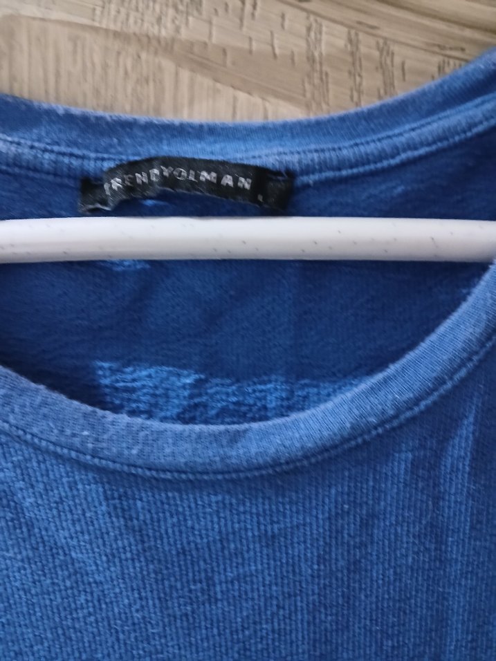 L ve XL bedene uyumlu. Mavi Erkek  Tişört, bol kesim - Görsel 3