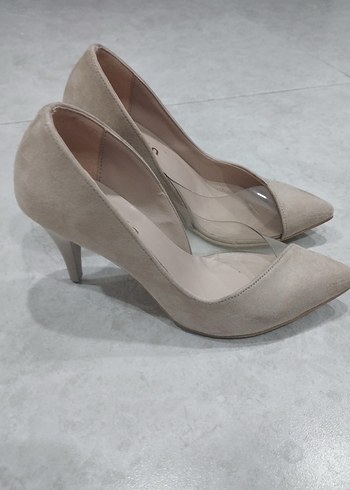 36 Beden Bej Süet Stiletto Kadın Ayakkabı