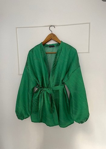 Yeşil Kadın Keten Kimono