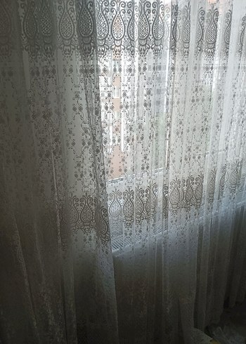 Beyaz Dantel Desenli Tül Perde