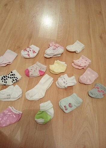16 çift yenidoğan kız bebek çorap 