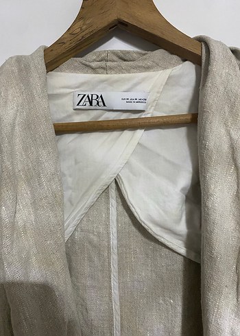 Bej Keten Düğmeli Kadın Blazer Ceket - Görsel 2