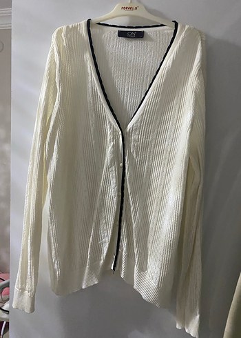 Beyaz Örgü Kadın Hırka V Yaka ON FASHİON - Görsel 2