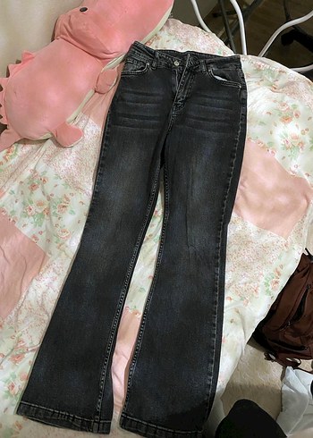 Bağcıklı Gri Batik Desenli Kadın Jean - Görsel 2