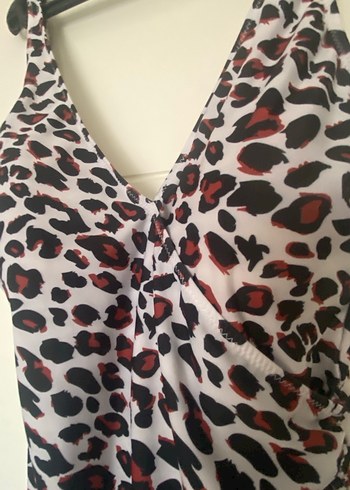 Leopar Desenli Drapeli Kadın Mayo - Görsel 4