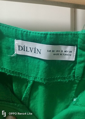 Kadın Yeşil Rahat Kesim Keten Pantolon - Görsel 6