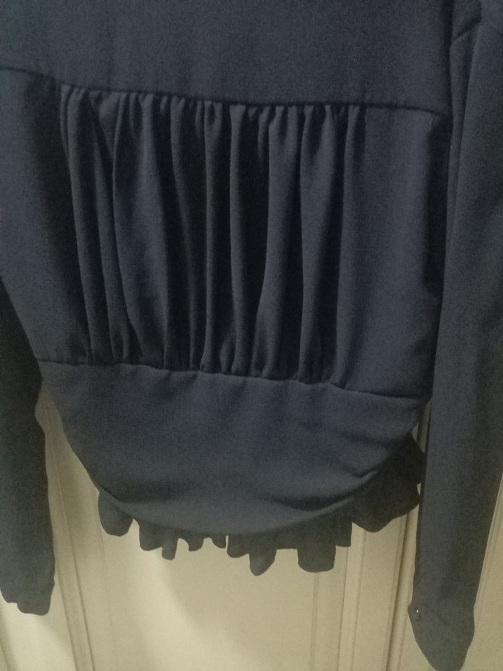 Düğmeli Siyah Şifon Bluz - Görsel 5