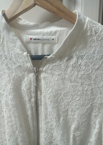 Dantel Detaylı Beyaz Kadın Ceket - Görsel 6