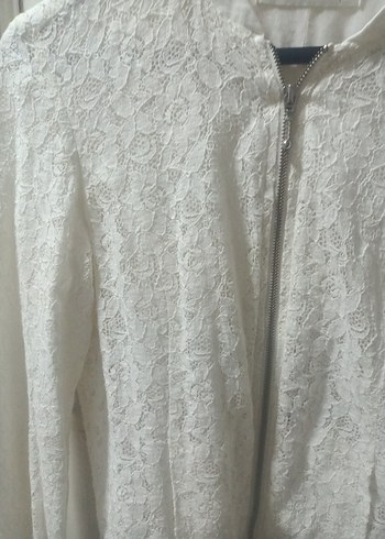 Dantel Detaylı Beyaz Kadın Ceket - Görsel 2