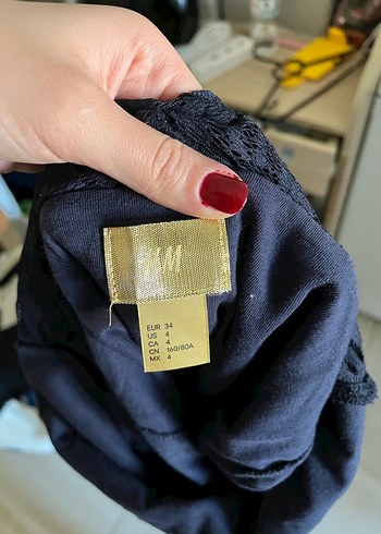 Lacivert V Yaka Dantel Uzun Kollu Mini Elbise - Görsel 2