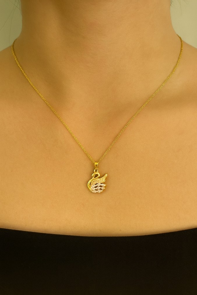 Mini İşlemeli Zincir Detaylı Çelik Kolye - Görsel 2