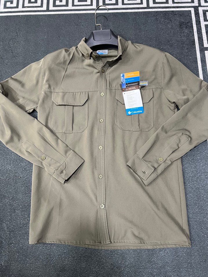 Erkek Haki Düğmeli Uzun Kollu Gömlek - Görsel 2