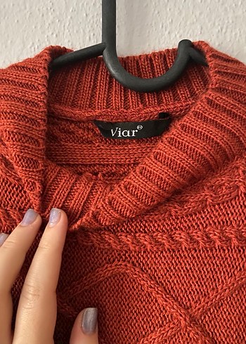 Bohem Uzun Kahverengi Örgü Kazak - Görsel 3