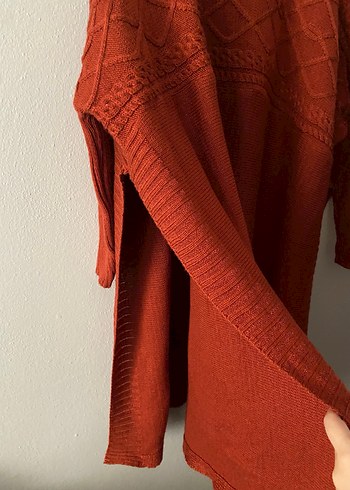 Bohem Uzun Kahverengi Örgü Kazak - Görsel 2