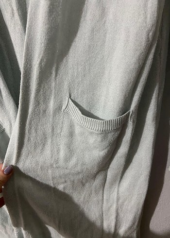 Gri Rahat Kesim Midi Kadın Hırka - Görsel 3