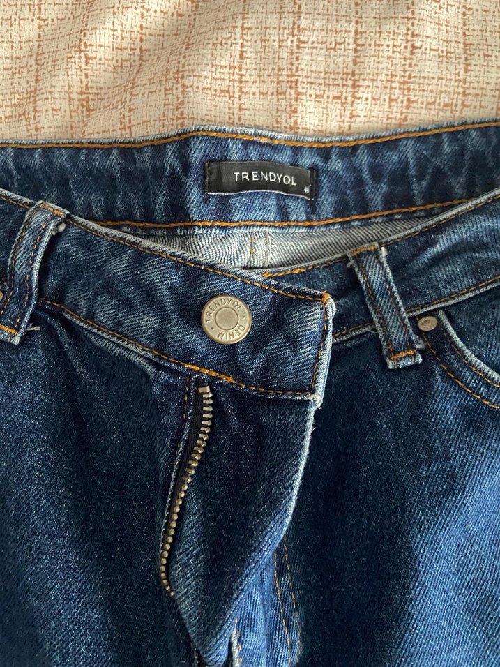 Kadın Lacivert Denim Pantolon trendyol - Görsel 4