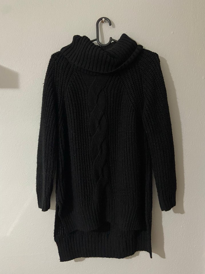 Siyah Triko Boğazlı Kazak - Görsel 3