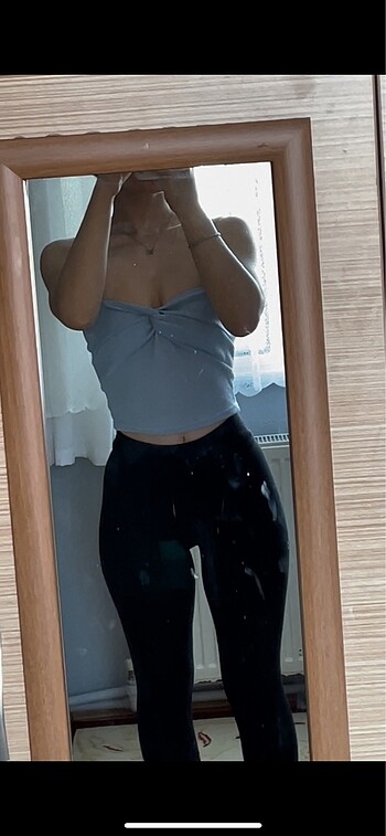 s Beden mavi crop top