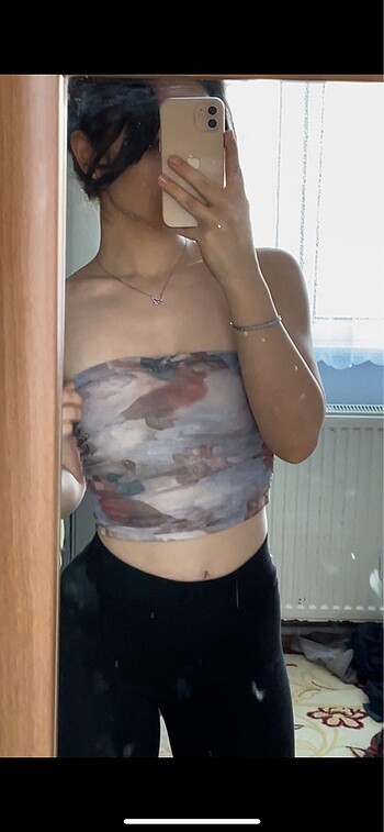 Sheinside melek desenli crop top