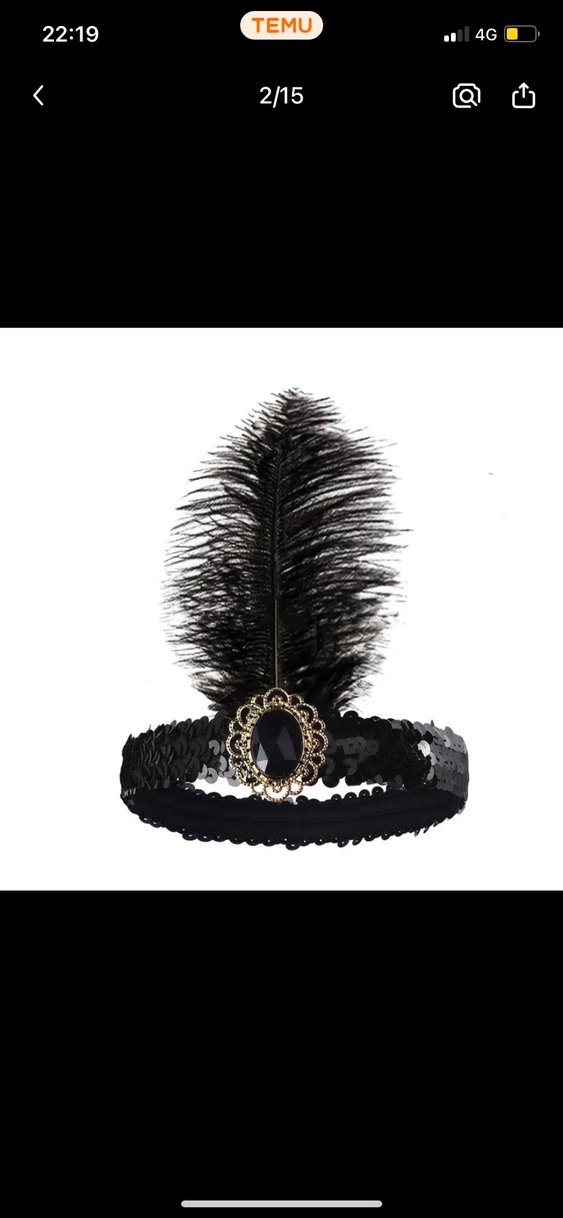 Siyah Pullu Saç Bandı ve Püskül Detaylı Tüylü Aksesuar - Görsel 2