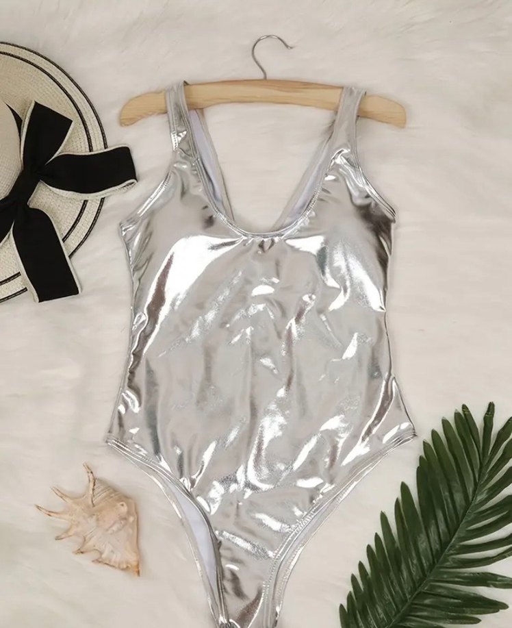 Parlak Beyaz Strappy Kadın Mayo - Görsel 5